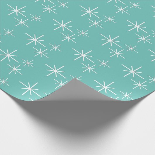Weihnachtsschneeflocken Muster Aquamarin Grün Geschenkpapier (Ecke)