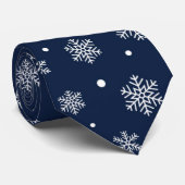 Weihnachtsschneeflocken-Muster für Navy & White Krawatte (Gerollt)