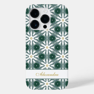 Weihnachtsschneeflocken Muster Personalisiert Grün Case-Mate iPhone 14 Pro Hülle