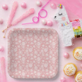 Weihnachtsschneeflocken Muster Rosa Pappteller (Party)