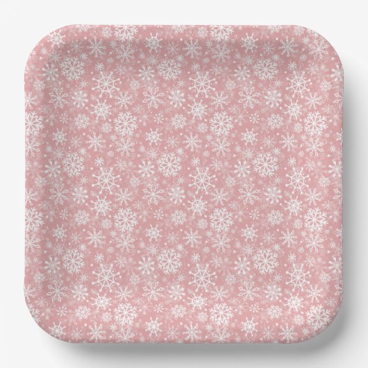 Weihnachtsschneeflocken Muster Rosa Pappteller (Vorderseite)