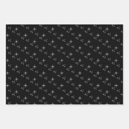 Weihnachtsschneeflocken Muster Schwarz-weiß Einfac Geschenkpapier Set (Vorderseite 3)
