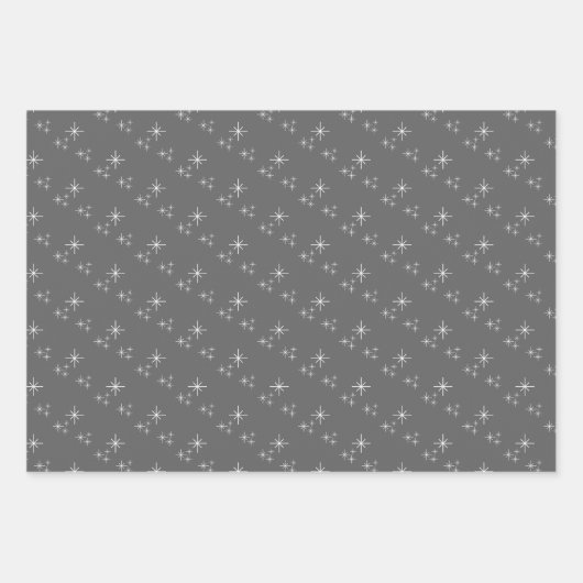 Weihnachtsschneeflocken Muster Schwarz-weiß Einfac Geschenkpapier Set (Vorderseite 2)