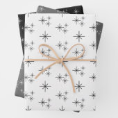 Weihnachtsschneeflocken Muster Schwarz-weiß Einfac Geschenkpapier Set (Beispiel)