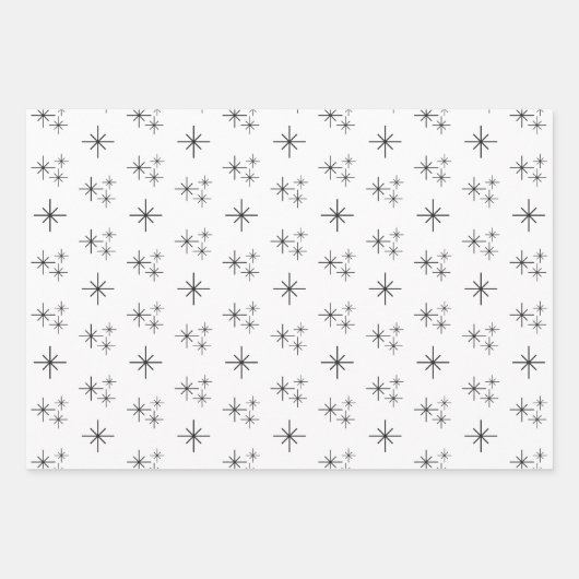 Weihnachtsschneeflocken Muster Schwarz-weiß Einfac Geschenkpapier Set (Vorderseite)