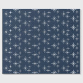 Weihnachtsschneeflocken Muster Winter Navy Blau Geschenkpapier (Flach)