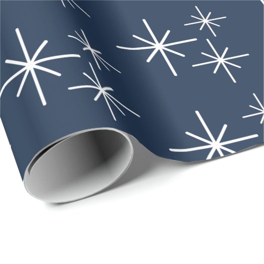 Weihnachtsschneeflocken Muster Winter Navy Blau Geschenkpapier (Rolleneckpunkt)