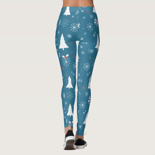 Weihnachtsschneeflocken Nahtloses Muster Leggings (Rückseite)