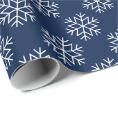Weihnachtsschneeflocken Navy Blue Wrapping Paper Geschenkpapier (Rolleneckpunkt)