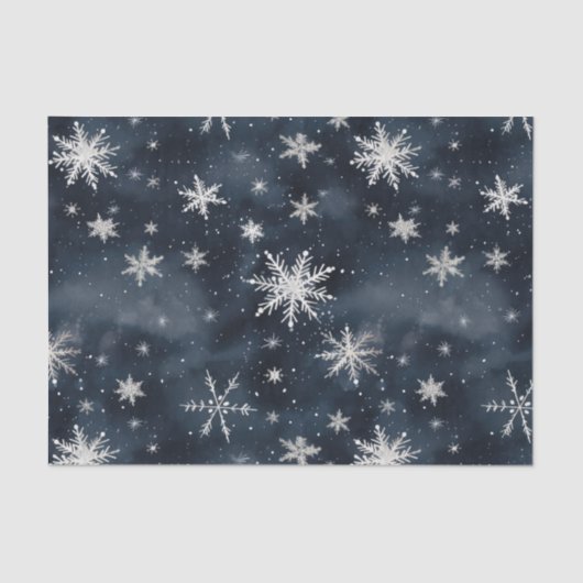 Weihnachtsschneeflocken Night Sky Tissue Paper Seidenpapier (Vorderseite)