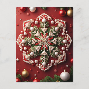 Weihnachtsschneeflocken-Ornament Postkarte