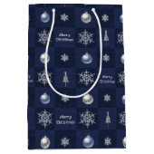 Weihnachtsschneeflocken, Ornamente und Bäume Mittlere Geschenktüte (Vorderseite)