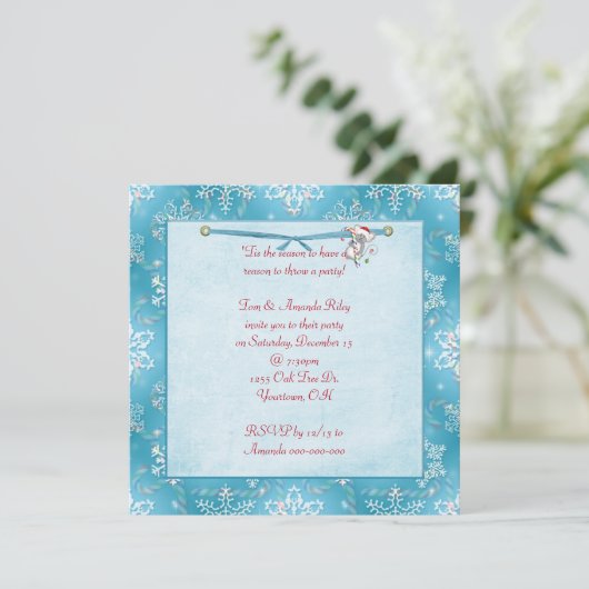 Weihnachtsschneeflocken-Party Einladung (Stehend Vorderseite)