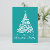 Weihnachtsschneeflocken-Party Einladung aquamarin (Stehend Vorderseite)