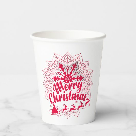 Weihnachtsschneeflocken Party PAPIER CUPS Pappbecher (Rückseite)