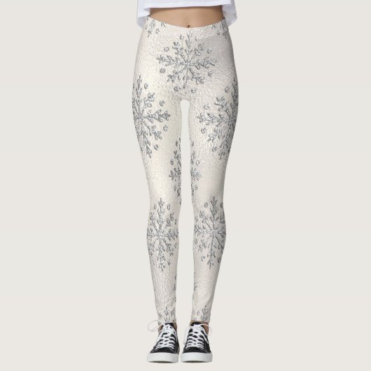 Weihnachtsschneeflocken Perle Leggings (Vorderseite)