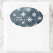 Weihnachtsschneeflocken, personalisiert ovaler aufkleber (Tasche)