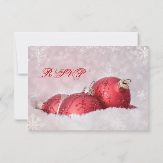 Weihnachtsschneeflocken Red Wedding RSVP Card (Rückseite)