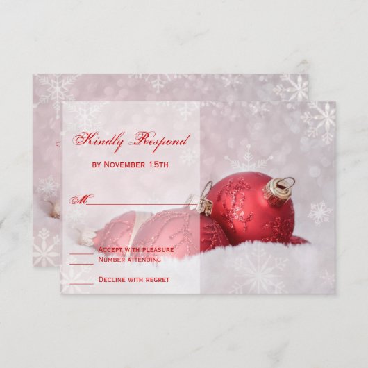 Weihnachtsschneeflocken Red Wedding RSVP Card (Vorne/Hinten)