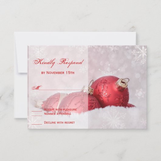 Weihnachtsschneeflocken Red Wedding RSVP Card Karte (Vorderseite)