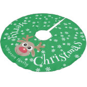 Weihnachtsschneeflocken Reindeers Grüne weiße Schn Polyester Weihnachtsbaumdecke (Schrägansicht)