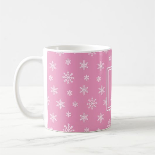 Weihnachtsschneeflocken Rosa Monogramm Kaffeetasse (Links)