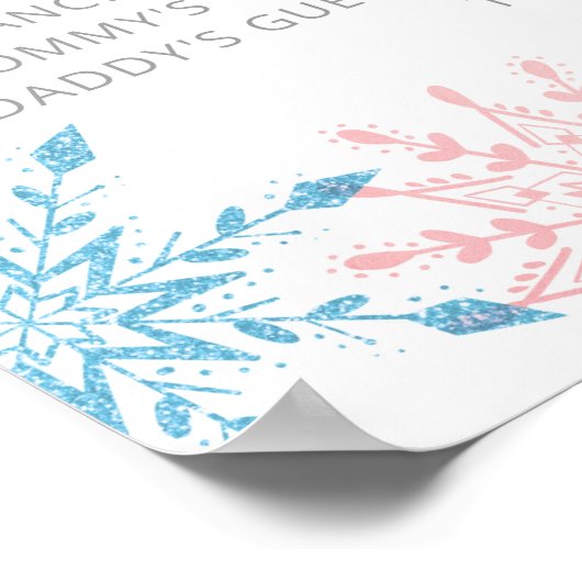 Weihnachtsschneeflocken Rosa oder Blau Alte Ehefra Poster (Ecke)