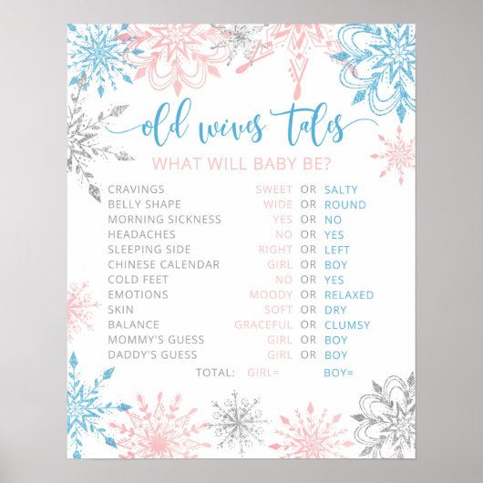 Weihnachtsschneeflocken Rosa oder Blau Alte Ehefra Poster (Vorne)