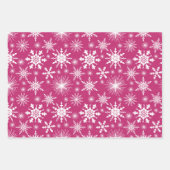 Weihnachtsschneeflocken rosa und Lila Geschenkpapier Set (Vorderseite)