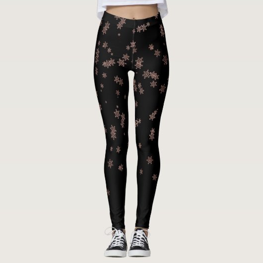 Weihnachtsschneeflocken Rose Gold Einzigartig Leggings (Vorderseite)
