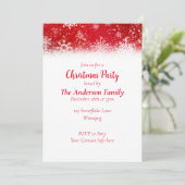 Weihnachtsschneeflocken Rot Einladung (Stehend Vorderseite)