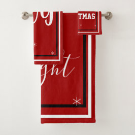 Weihnachtsschneeflocken Rot Schwarz Badhandtuch Set