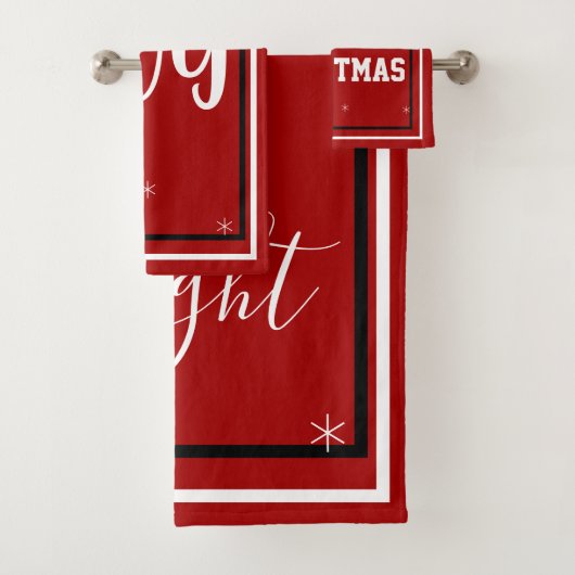 Weihnachtsschneeflocken Rot Schwarz Badhandtuch Set (Insitu)