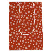 Weihnachtsschneeflocken rot-weiß Geschenktasche Mittlere Geschenktüte (Rückseite)