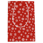 Weihnachtsschneeflocken rot-weiß Geschenktasche Mittlere Geschenktüte (Vorderseite)