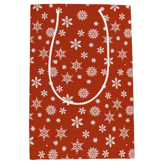 Weihnachtsschneeflocken rot-weiß Geschenktasche Mittlere Geschenktüte (Vorderseite)