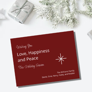 Weihnachtsschneeflocken Rote Festfamilie Feiertagspostkarte