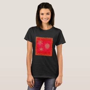 Weihnachtsschneeflocken Roter Glitzer T-Shirt