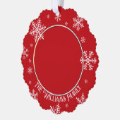 Weihnachtsschneeflocken Rotes Foto Ornament Karte (Links)