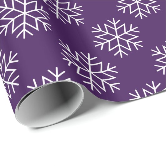 Weihnachtsschneeflocken Royal Lila Wrapping Paper Geschenkpapier (Rolleneckpunkt)