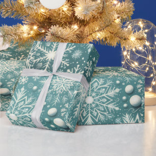Weihnachtsschneeflocken Schnee Türkis Weiß Decoupa Geschenkpapier