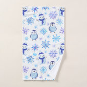 Weihnachtsschneeflocken, Schneemänner und Pinguine Badhandtuch Set (Handtuch)