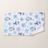 Weihnachtsschneeflocken, Schneemänner und Pinguine Badhandtuch Set (Handtuch)