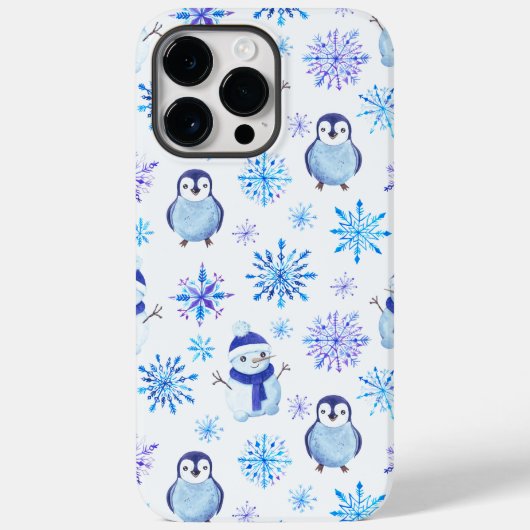 Weihnachtsschneeflocken, Schneemänner und Pinguine Case-Mate iPhone Hülle (Rückseite)
