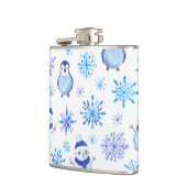 Weihnachtsschneeflocken, Schneemänner und Pinguine Flachmann (Links)