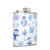 Weihnachtsschneeflocken, Schneemänner und Pinguine Flachmann (Rechts)