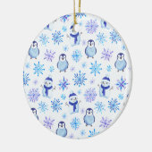 Weihnachtsschneeflocken, Schneemänner und Pinguine Keramik Ornament (Links)