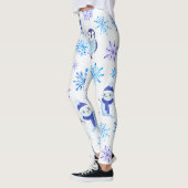 Weihnachtsschneeflocken, Schneemänner und Pinguine Leggings (Links)
