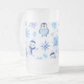 Weihnachtsschneeflocken, Schneemänner und Pinguine Mattglas Bierglas (Vorderseite Links)