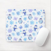 Weihnachtsschneeflocken, Schneemänner und Pinguine Mousepad (Mit Mouse)